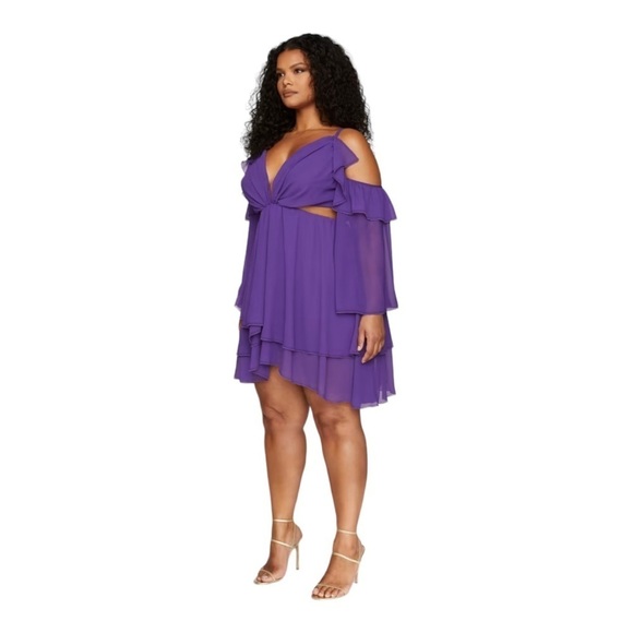 Fashion to Figure Jasmin Cold Shoulder Cutout Mini Dress Leslie Sidora Size 3 - Picture 3 of 7